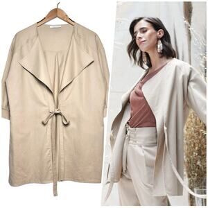 Cotton Brothers | Women | Beige Cotton Linen Blend Light Morning Jacket | Small